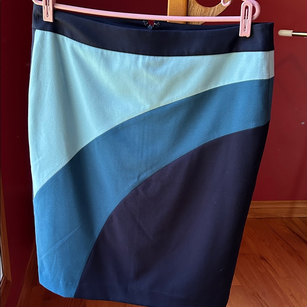 Ann Taylor Blue Colorblock Pencil Skirt